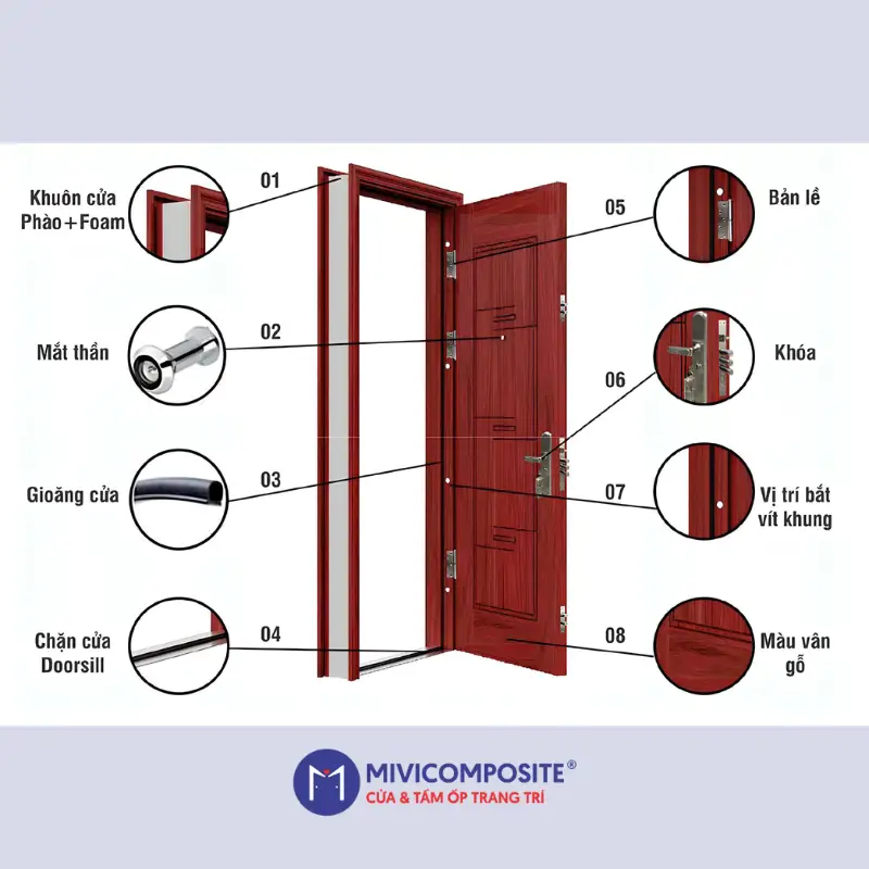 Cửa nhựa lõi thép vân gỗ