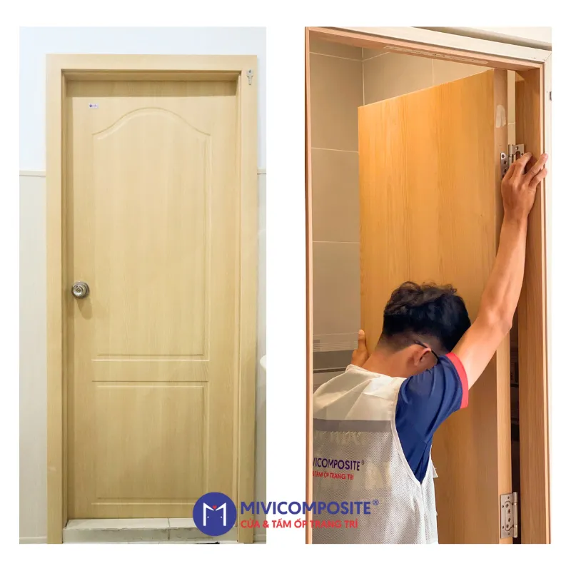 Cửa toilet nhựa giả gỗ