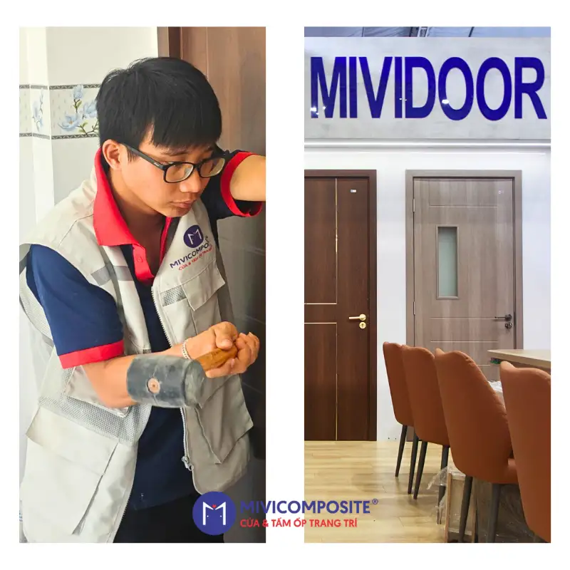 Thi công cửa gỗ nhựa composite