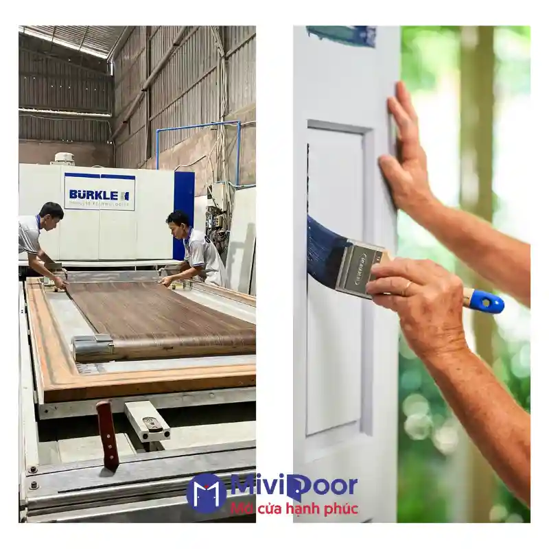 Phủ phim cửa composite